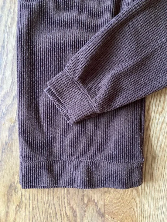 Women’s Madewell Brown Ribbed Sweater with Contrast Trim Collar - Picture 4 of 4